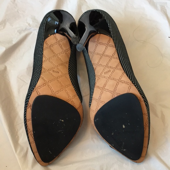 L.A.M.B Black White Leather D’orsay Stiletto Heels Size 8.5 - Picture 9 of 12